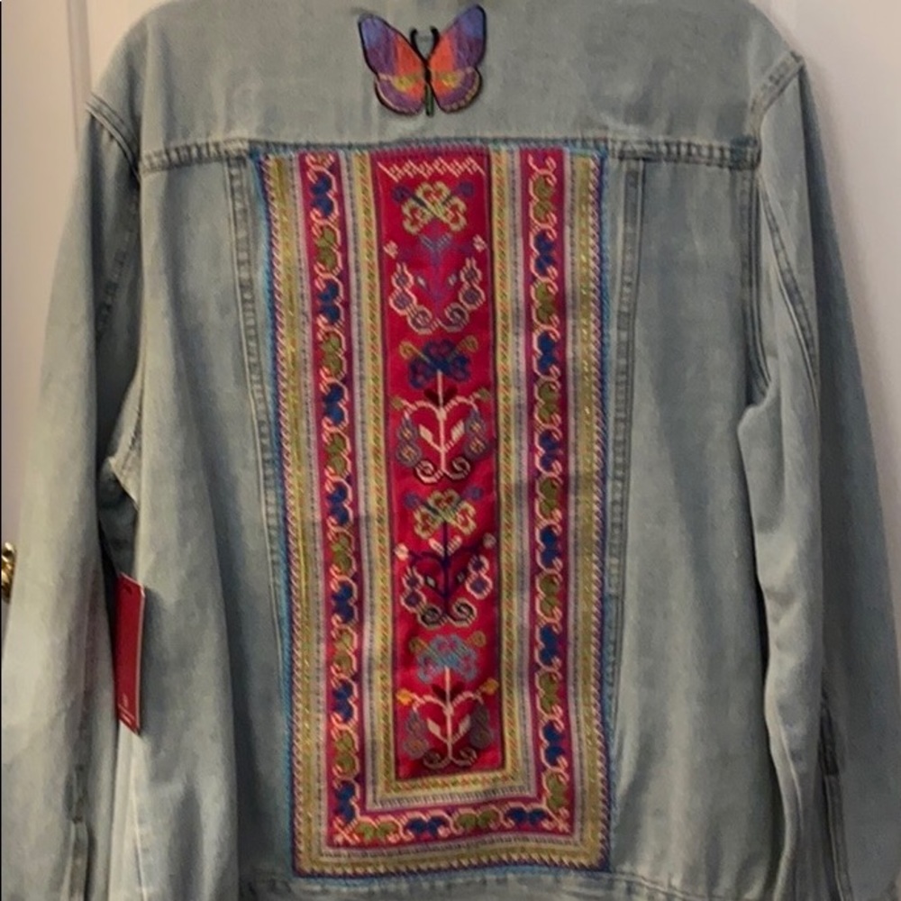 Embellished patchwork Boomboom Jeans Jacket with Thai embroidery